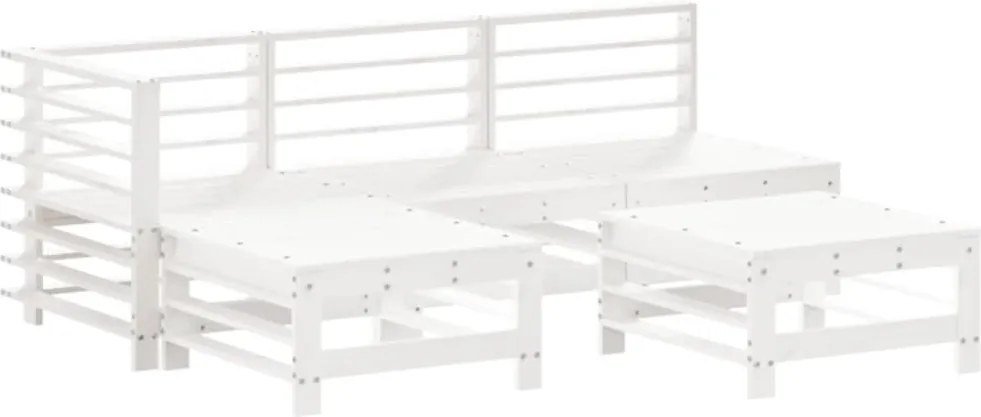 vidaXL 5 részes fehér tömör fenyőfa kerti pihenőgarnitúra