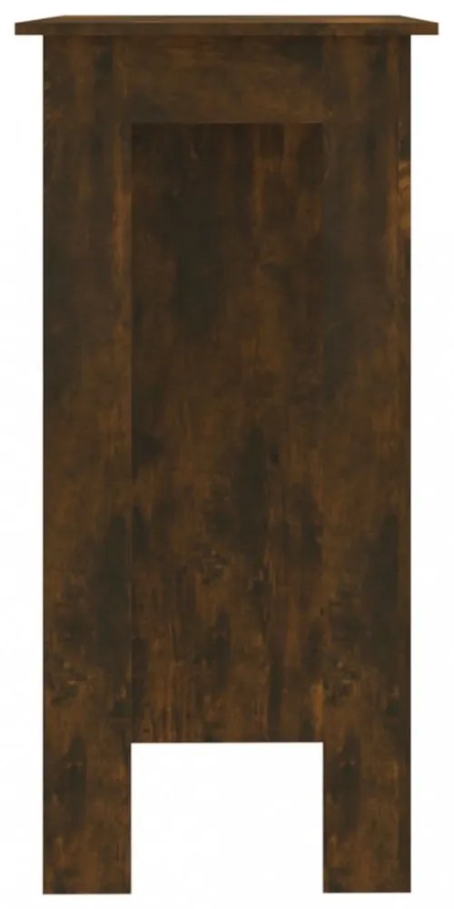 füstös tölgy színű szerelt fa bárasztal polccal 102x50x103,5 cm
