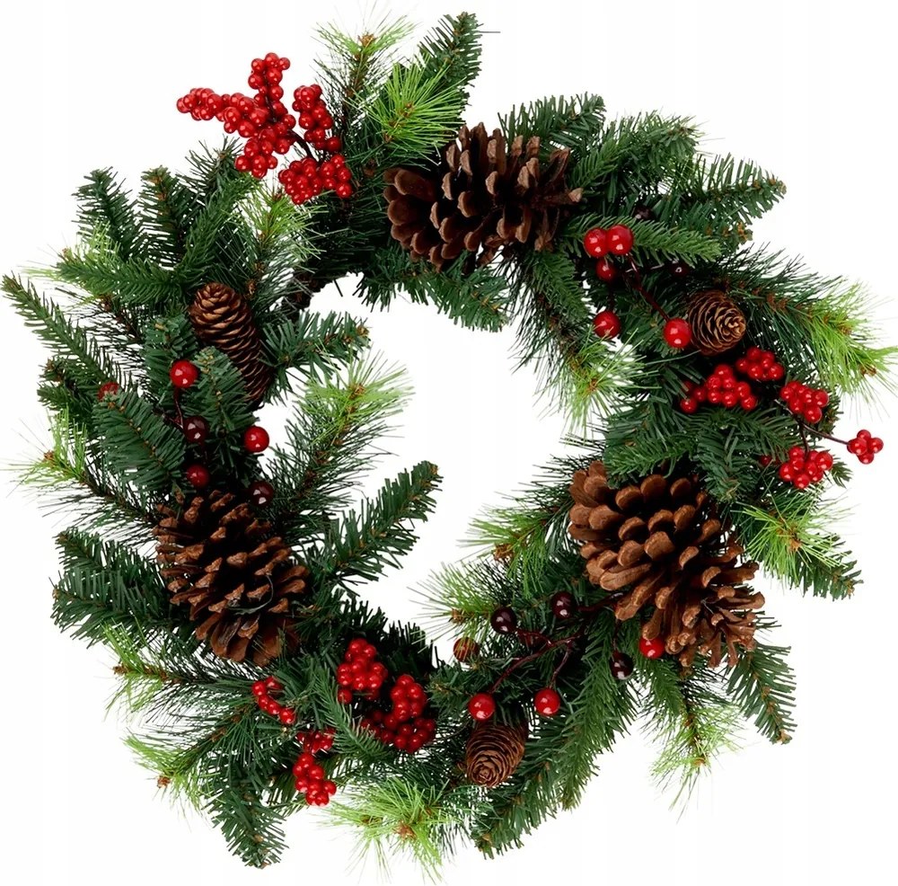 Karácsonyi Dísz Koszorú, klasszikus, dekoratív, ajtóra akasztható