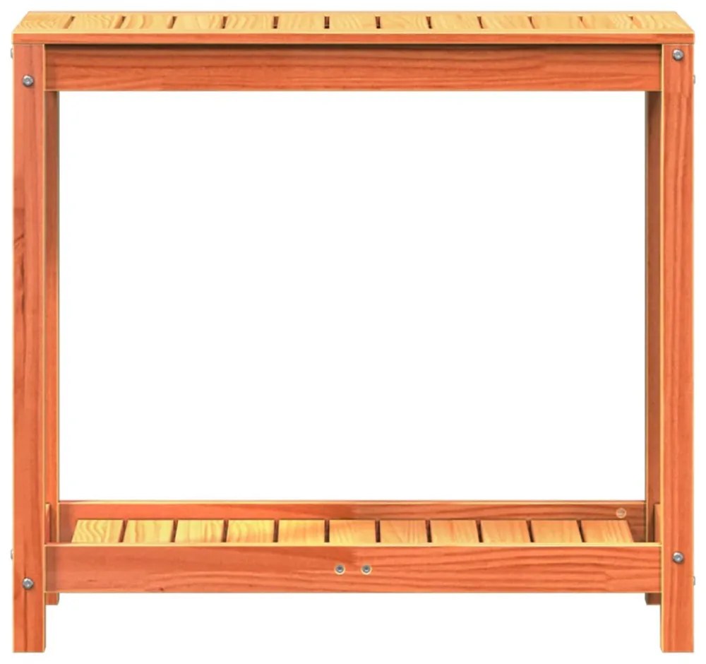 viaszbarna tömör fenyőfa ültetőasztal polccal 82,5 x 35 x 75 cm