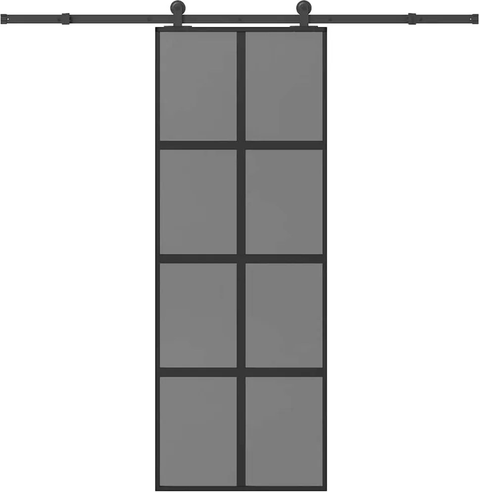 vidaXL tolóajtó vasalatokkal 76x205 cm edzett üveg&Alumínium