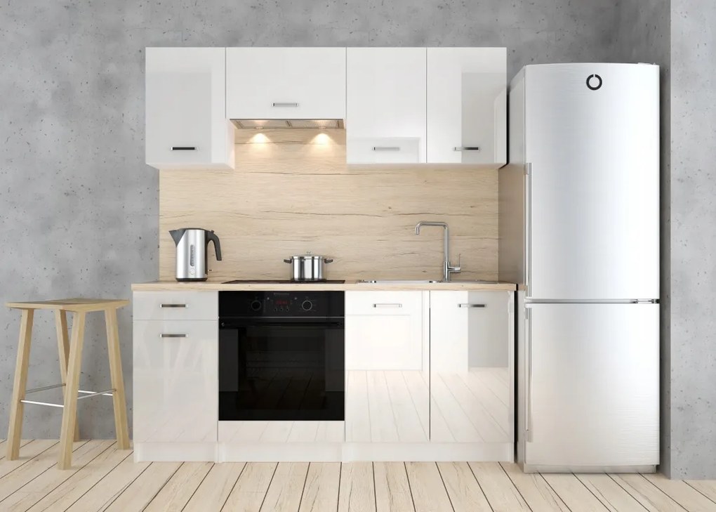 Konyhabútor szett fehér fényes 5 részes 180 cm szett