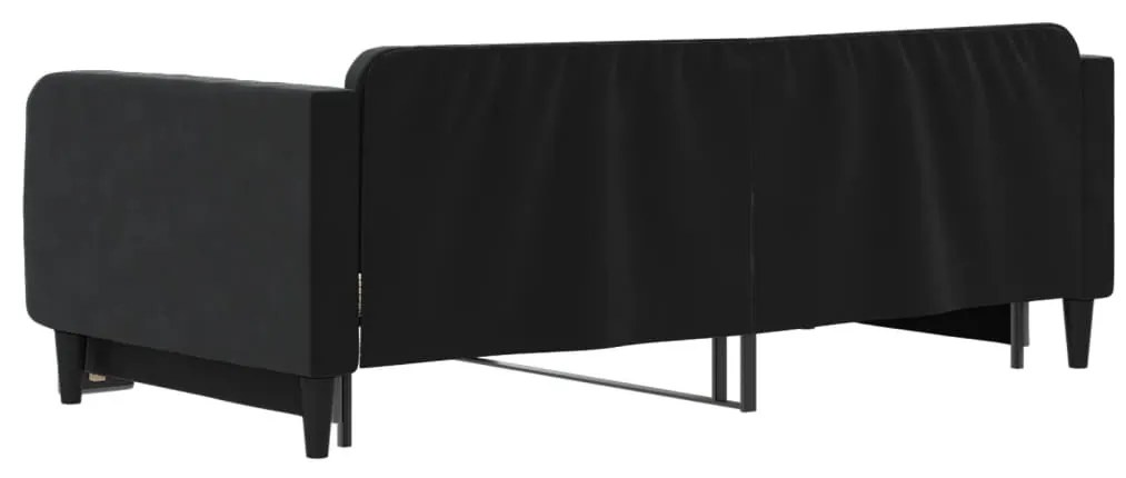 fekete kihúzható bársonyheverő 100 x 200 cm