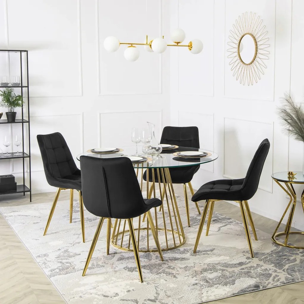 Elegáns Fekete Étkezőszék Arany Lábbal. CARO