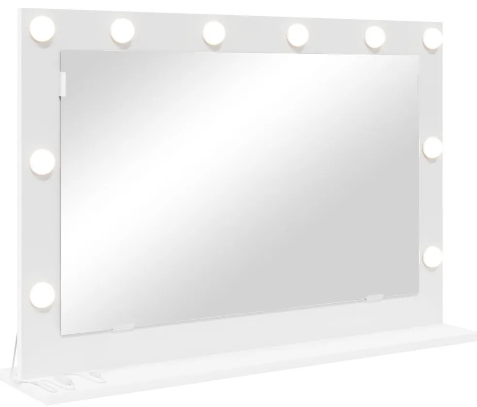 LED világítással ellátott sminktükör fehér 80x55x18 cm