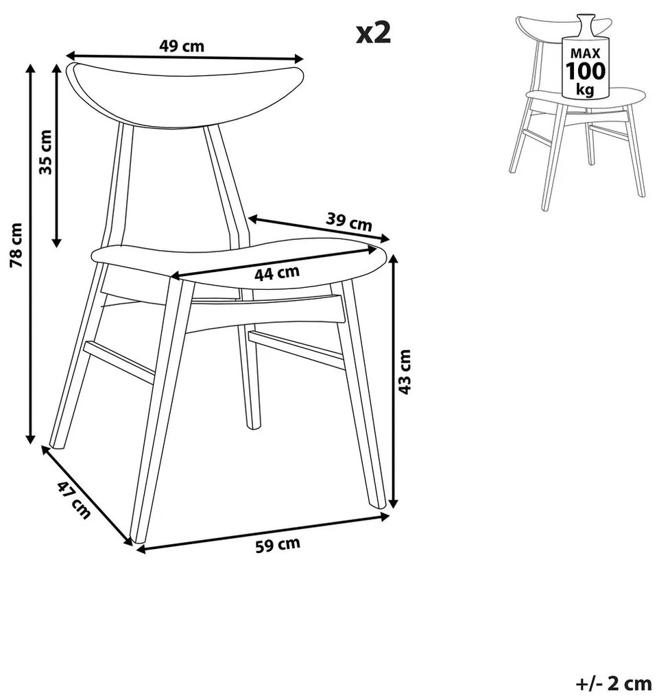 Étkezőszék szett 2 db Linch (szürke). 1009945