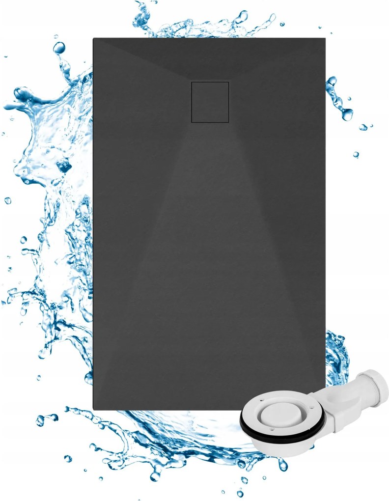 Zuhanytálca Téglalap Alakú 140x90 CM Fekete Smc Kompozit Teja