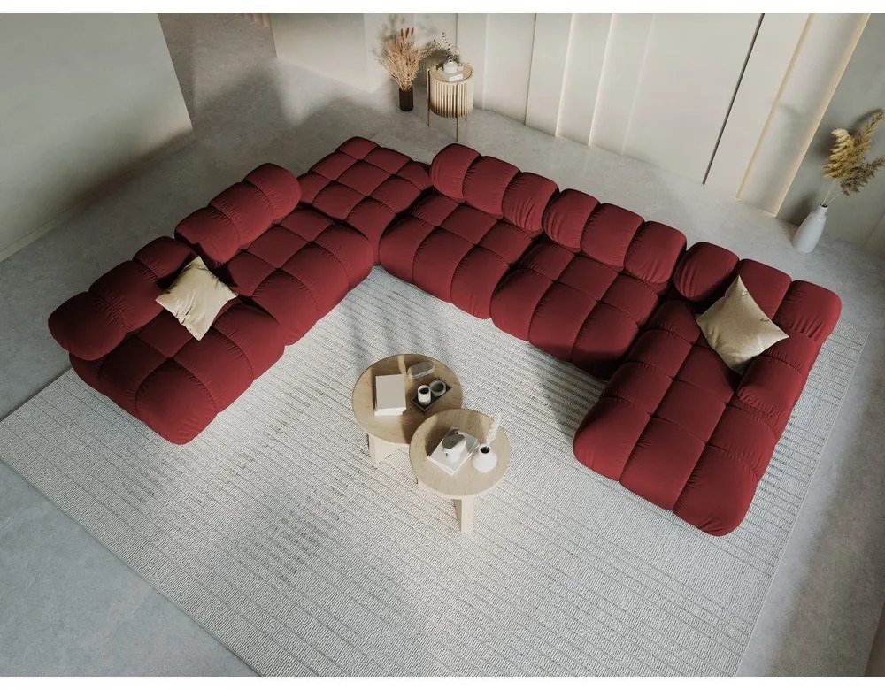 Piros bársony kanapé 379 cm Bellis – Micadoni Home