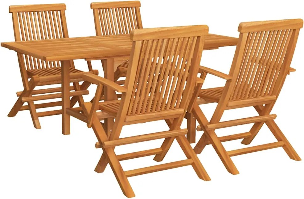 vidaXL 5 részes tömör tíkfa kerti étkezőgarnitúra