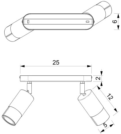 Spotlámpa LINK 2xGU10/8W/230V fekete/sárgaréz
