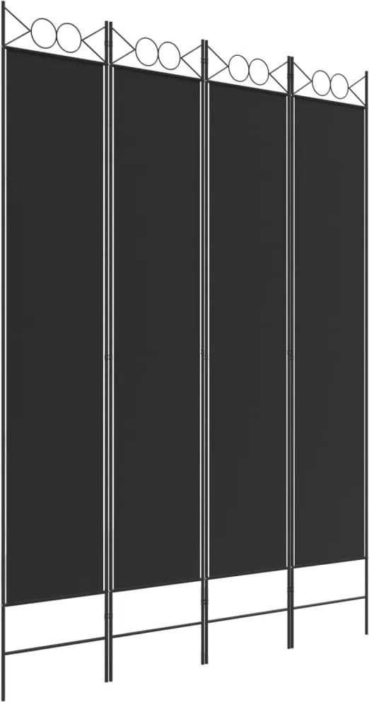 vidaXL 4 paneles fekete szövet térelválasztó 160x220 cm