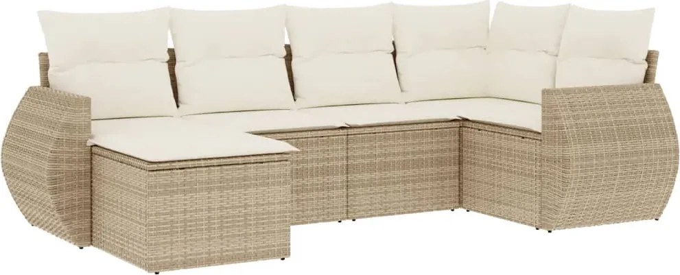 vidaXL 6 részes bézs polyrattan kerti ülőgarnitúra párnával