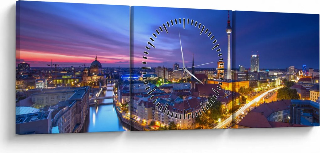 Kép - Kék ég Berlin felett (órával) (90x30 cm)