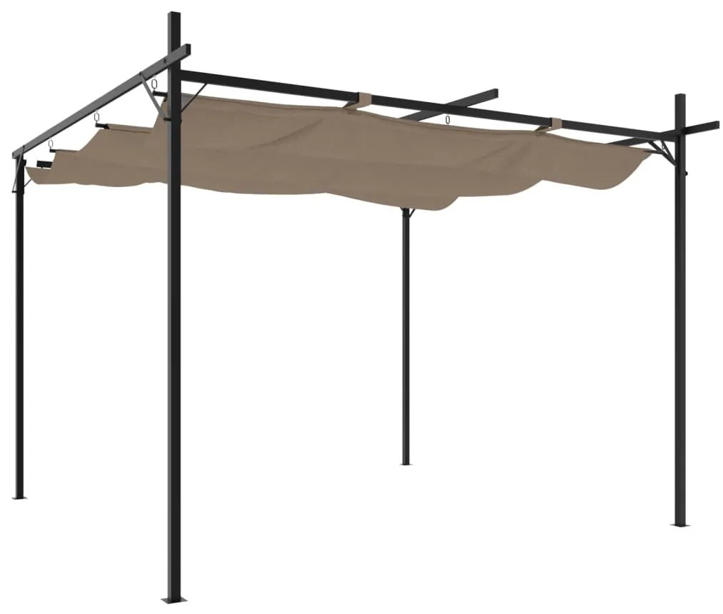 tópszínű pergola behúzható tetővel 295 x 292 x 230 cm