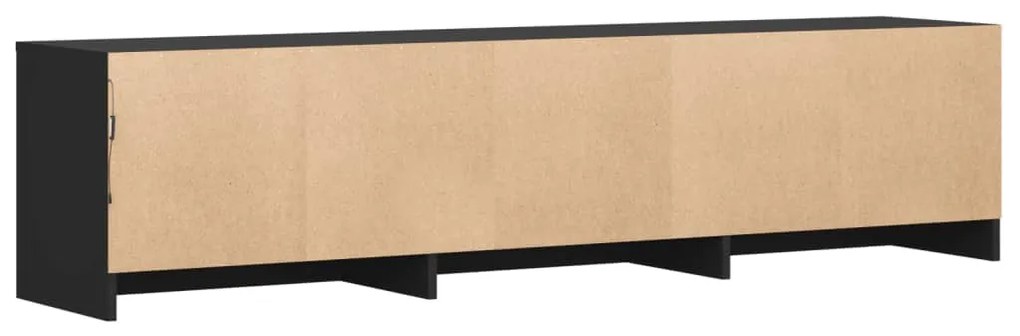 fekete szerelt fa TV-szekrény LED-ekkel 165 x 34 x 50 cm