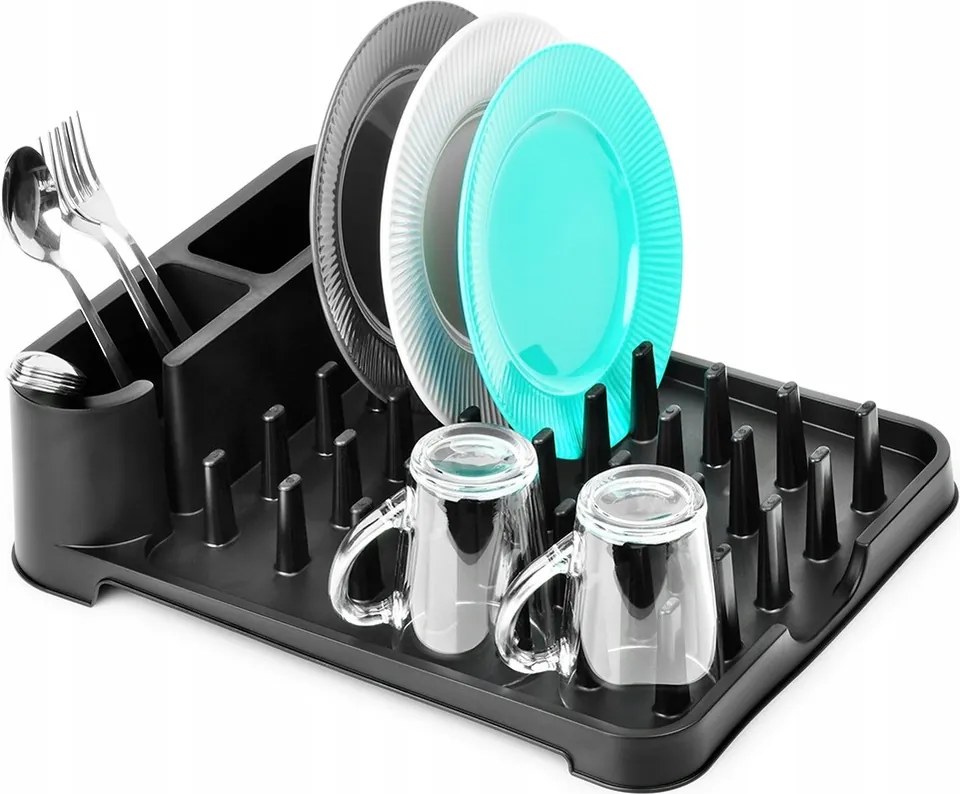 Csepegtető Edényszárító Evőeszköz Tányérok Bögrék Álló Konyha Fekete