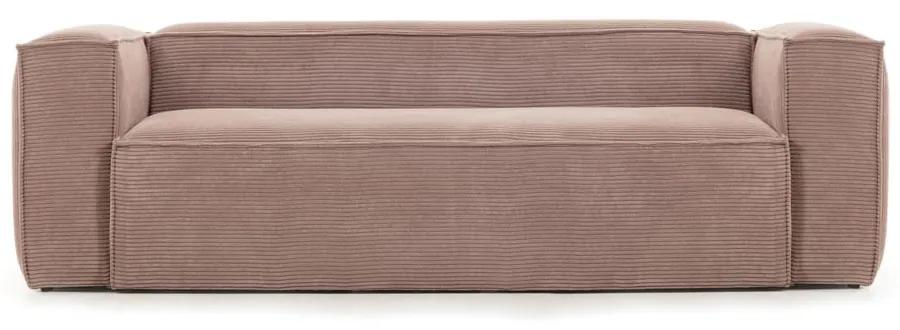 Blok rózsaszín kordbársony kanapé, 240 cm - La Forma