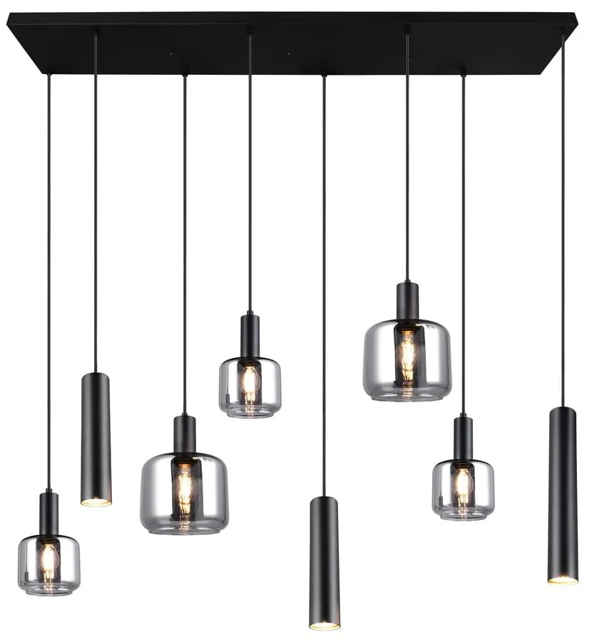 Fekete függőlámpa fém-üveg búrával Mataro – Trio