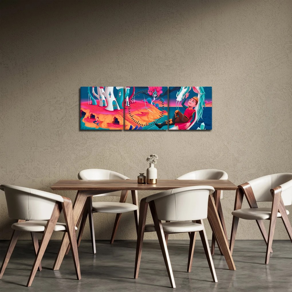 Kép - a herceg és a sárkány hercegnő (órával) (90x30 cm)