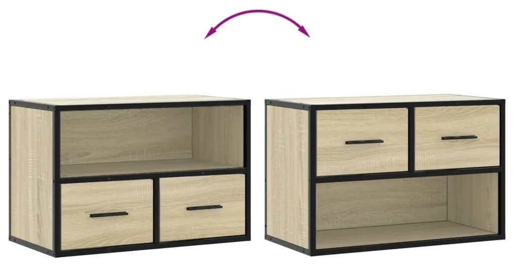 sonoma tölgy színű szerelt fa és fém TV-szekrény 60x31x39,5 cm
