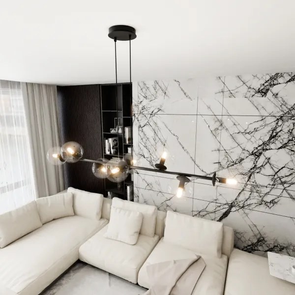 Csillár zsinóron ROSSI 8xE14/10W/230V fekete/átlátszó