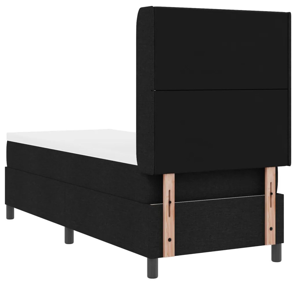 Boxspring Ágy Matrac és LED Fekete 90x190 cm Szövet