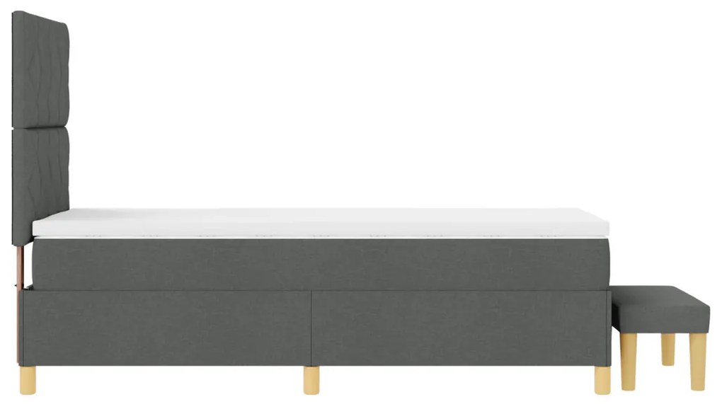 Box Spring Ágy Matraccal &amp; Pad Sötétszürke 90x200 cm Szövet