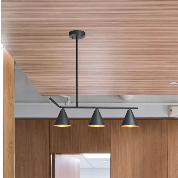 Csillár rúdon 3xE27/40W/230V fekete