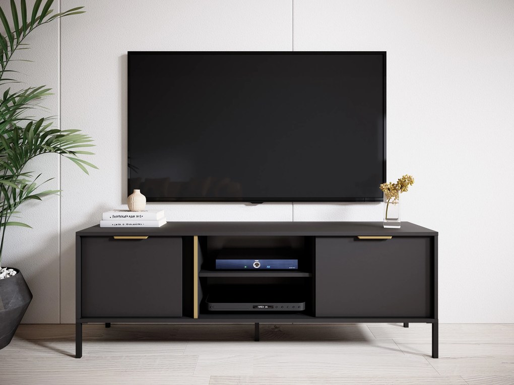 TV asztal/szekrény Lyran 2D (antracit + arany). Akció -15%. 1071359