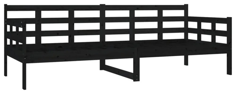 fekete tömör fenyőfa kanapéágy 80x200 cm