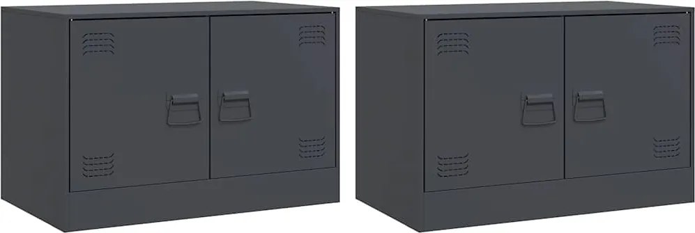 vidaXL 2 db antracitszürke acél éjjeliszekrény 67 x 39 x 44 cm