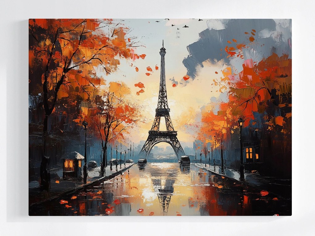 Poszter Párizs Eiffel-torony Ősz Eső Tükröződés 80x60