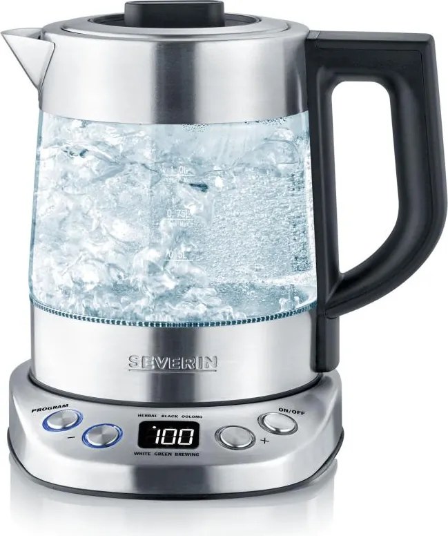 Severin WK 3473 - Gyors vízforraló szűrővel 1 l 2200W/230V rozsdamentes acél/üveg