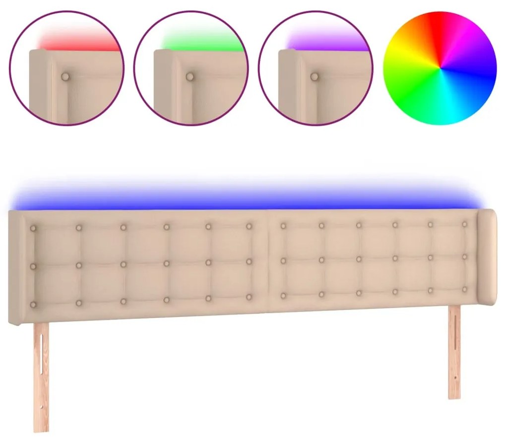 cappuccino színű műbőr LED-es fejtámla 203x16x78/88 cm