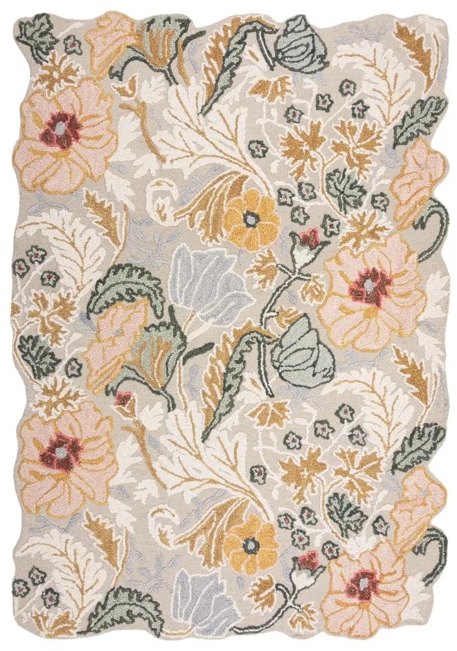 Világos rózsaszín kézi szövésű gyapjú szőnyeg 200x290 cm Daphne Shaped Floral – Flair Rugs