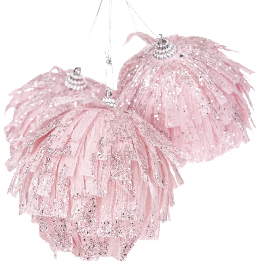Pink Elegance karácsonyi díszek szett, 3 db,átmérő 8 cm