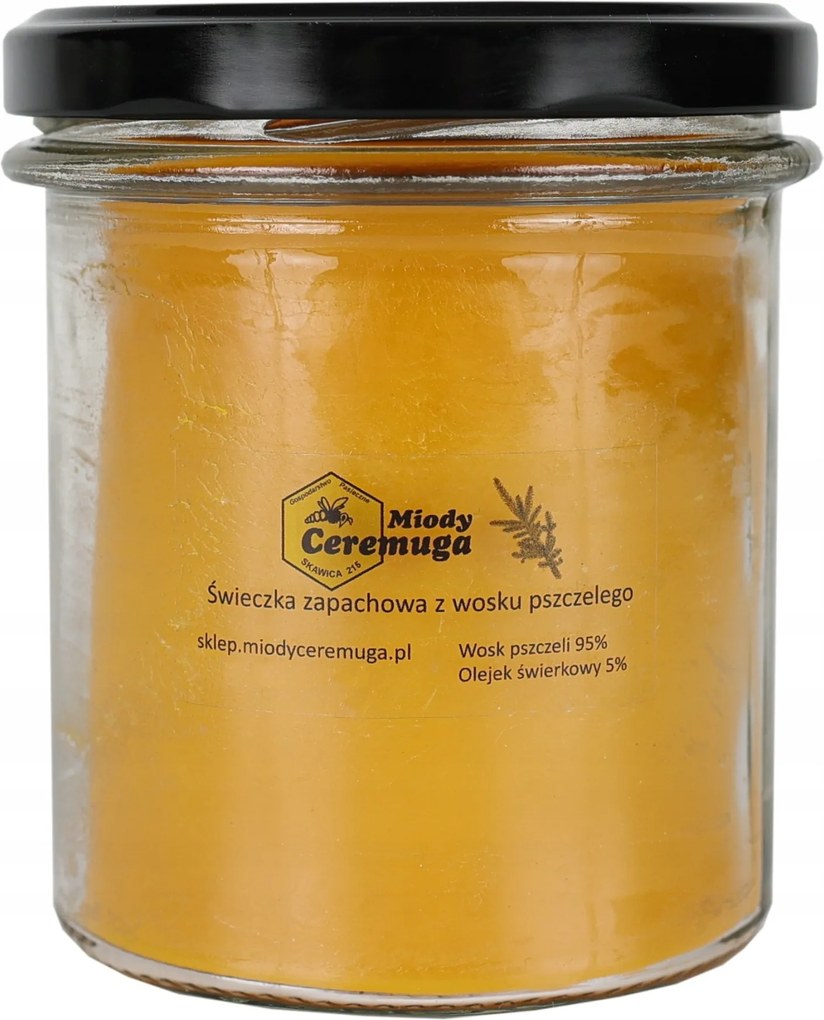 Méhviasz gyertya 350 ml Viasz (95%) lucfenyő illóolaj (5%)