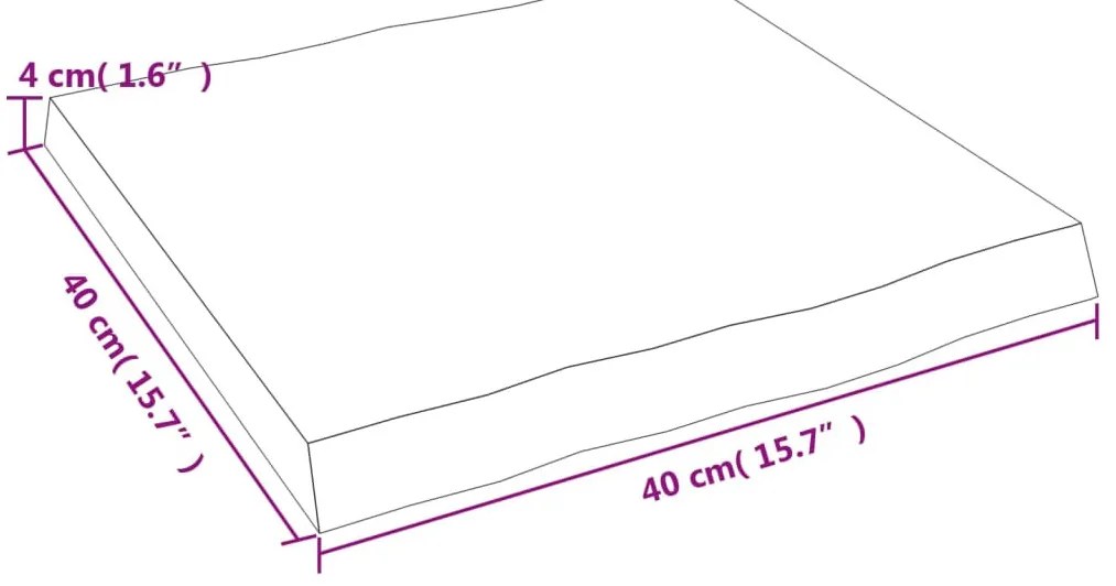 világosbarna kezelt tömör asztallap 40x40x(2-4) cm