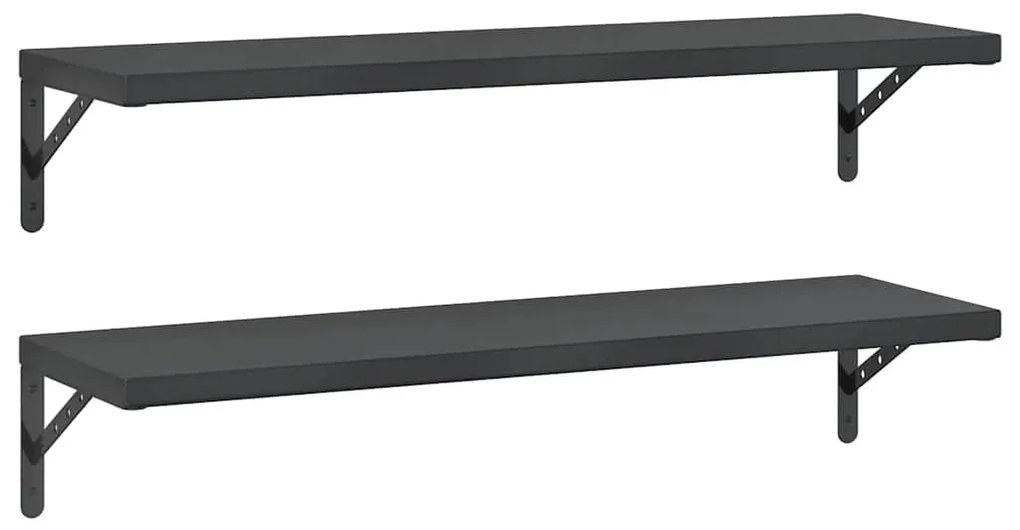 2 db fekete rozsdamentes acél fali polc 100 x 30 cm