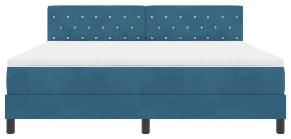 Boxspring Ágy Matrac LED-del Sötét Kék 180x200 cm Bársony