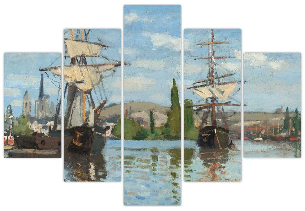 Kép - Claude Monet, Ships Riding on the Seine at Rouen, reprodukciók (150x105 cm)