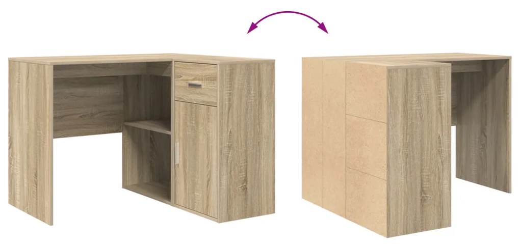 Sarokíróasztal fiókkal Sonoma tölgy 102 x 50 x 75 cm Faanyag