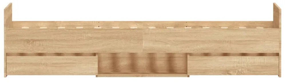 sonoma tölgy színű ágykeret fej- és lábtámlával 90 x 200 cm