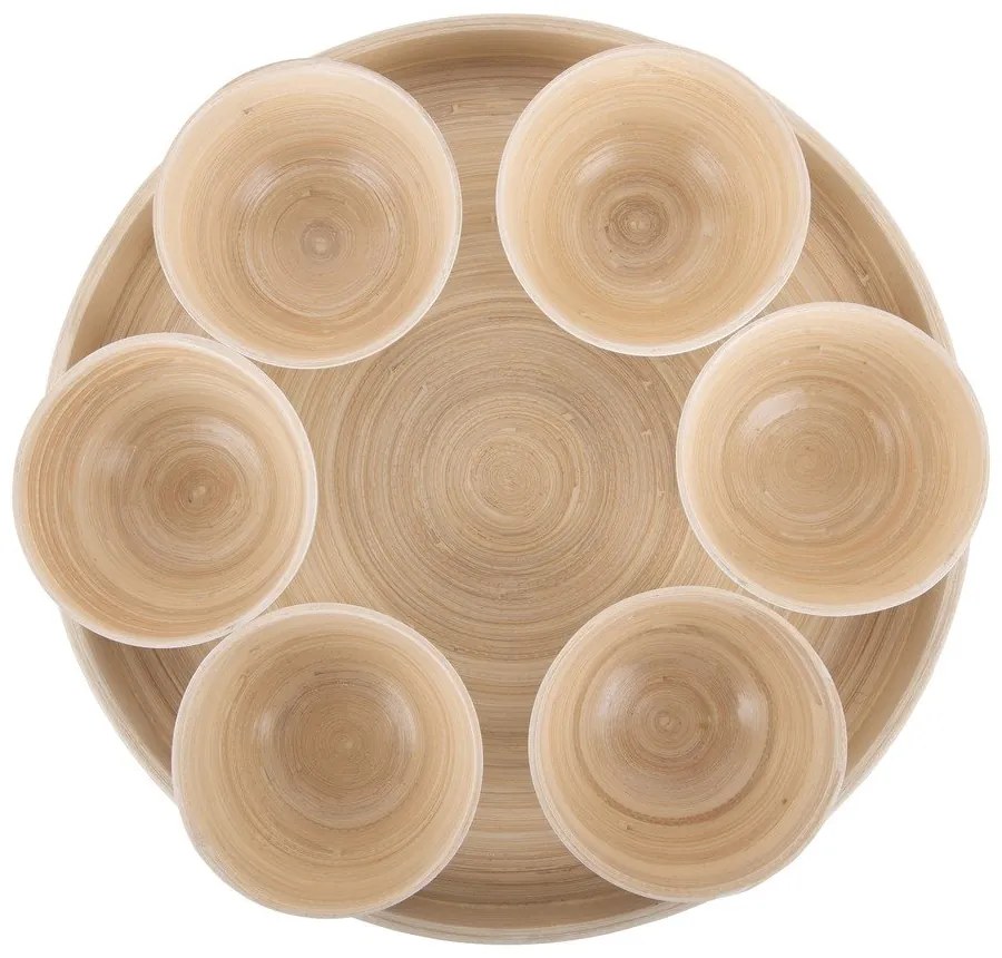 Natúr színű bambusz szervírozó készlet ø 32 cm Puro – PT LIVING