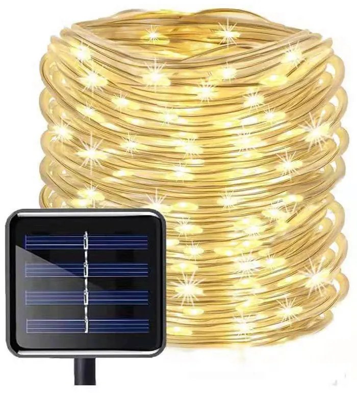 Napelemes dekor fényfüzér 10m, melegfehér