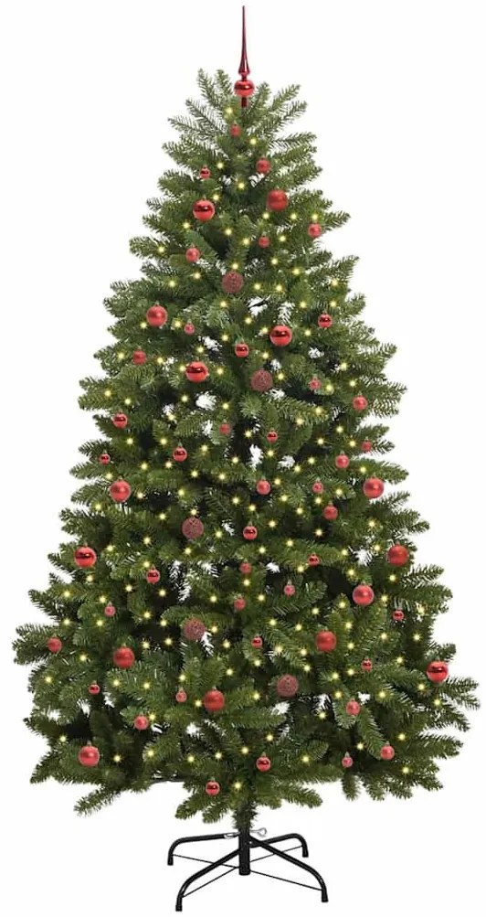 Mű karácsonyfa 300 LED-del állvánnyal Zöld 240 cm PVC és fém