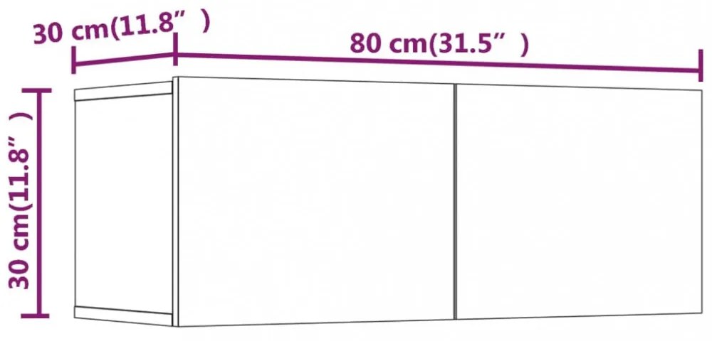 2 db szürke sonoma színű szerelt fa TV-szekrény 80 x 30 x 30 cm