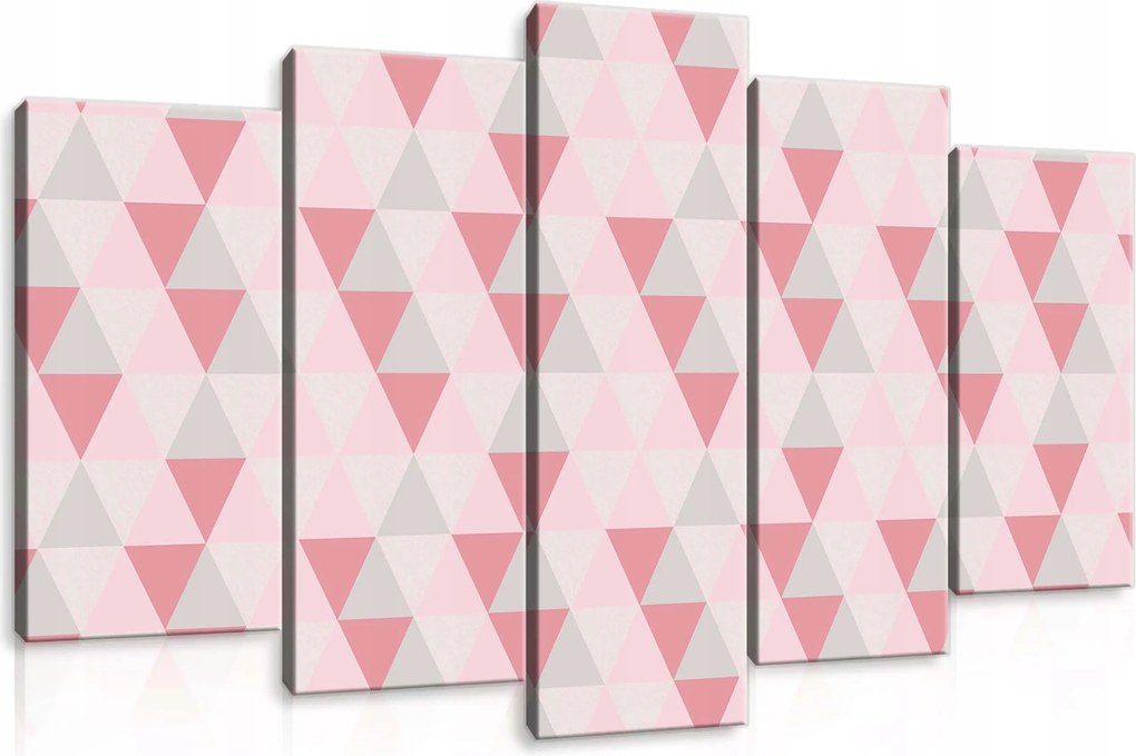 Vászonkép 100x60 Geometrikus absztrakt háromszögek rózsaszín szürke fehér stílus
