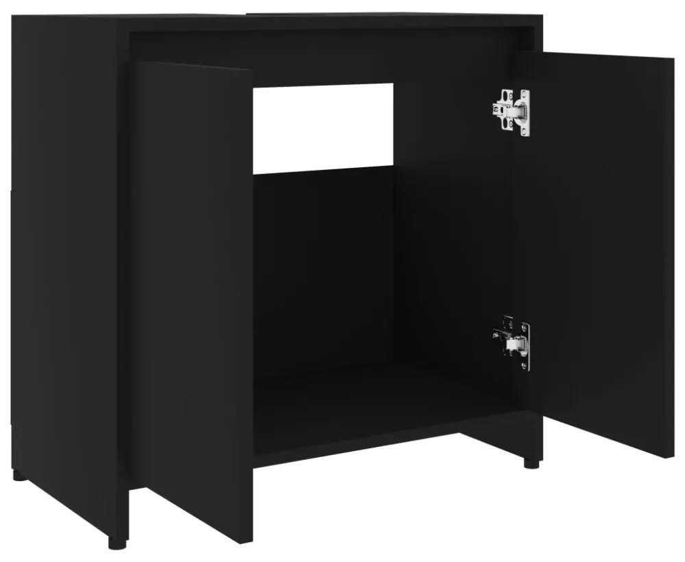 fekete szerelt fa fürdőszobaszekrény 60 x 33 x 61 cm
