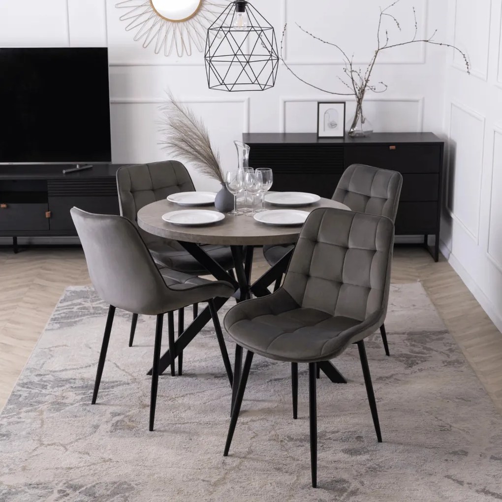 Stół LUGO Rozkładany 90-190 cm Beton/Czarny